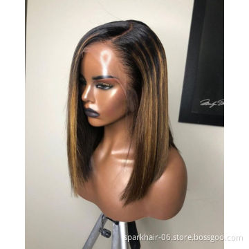 Wholesale Straight Bob Wigs Brazilian Virgin Human Hair Lace Front Wigs Human Hair Front Lace Part 150% Density For Black Women